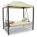 Dondolo Letto 3 Posti con Copertura a Gazebo Beige-3