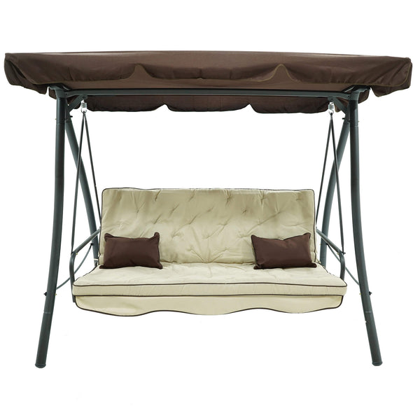 prezzo Dondolo Letto 3 Posti 202x115x170 cm in Acciaio e Poliestere Andromeda Marrone e Ecrù