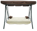 Dondolo Letto 3 Posti 202x115x170 cm in Acciaio e Poliestere Andromeda Marrone e Ecrù-3