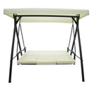 Dondolo Letto 3 Posti 192x134x180 cm in Acciaio e PVC Auriga Ecrù-3