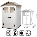 Casetta Box Ripostiglio Capanno in Pvc per Attrezzi 122,5X122,5X215Cm Tuscany New Evo 120 Beige-4