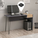 Scrivania 121x45x76 cm con porte usb Candy antracite noce-2